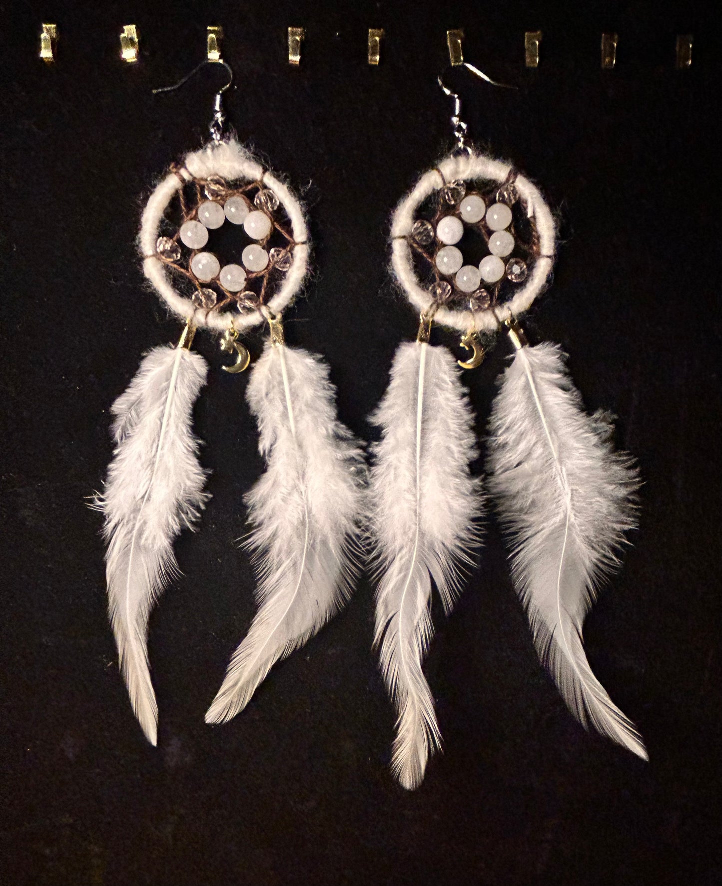 White Jade Dream Catcher Earrings