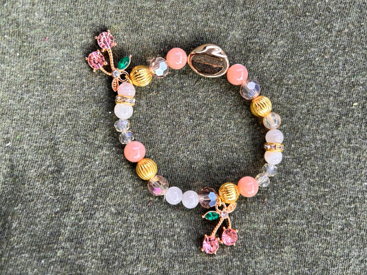 Cherry pie SunStone and MoonStone Charm Bracelet