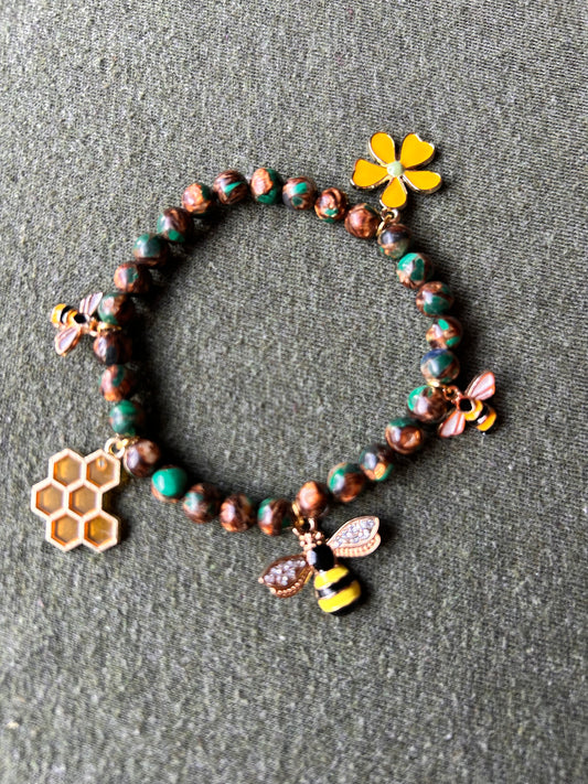 Coppered Malachite Charm Bracelet