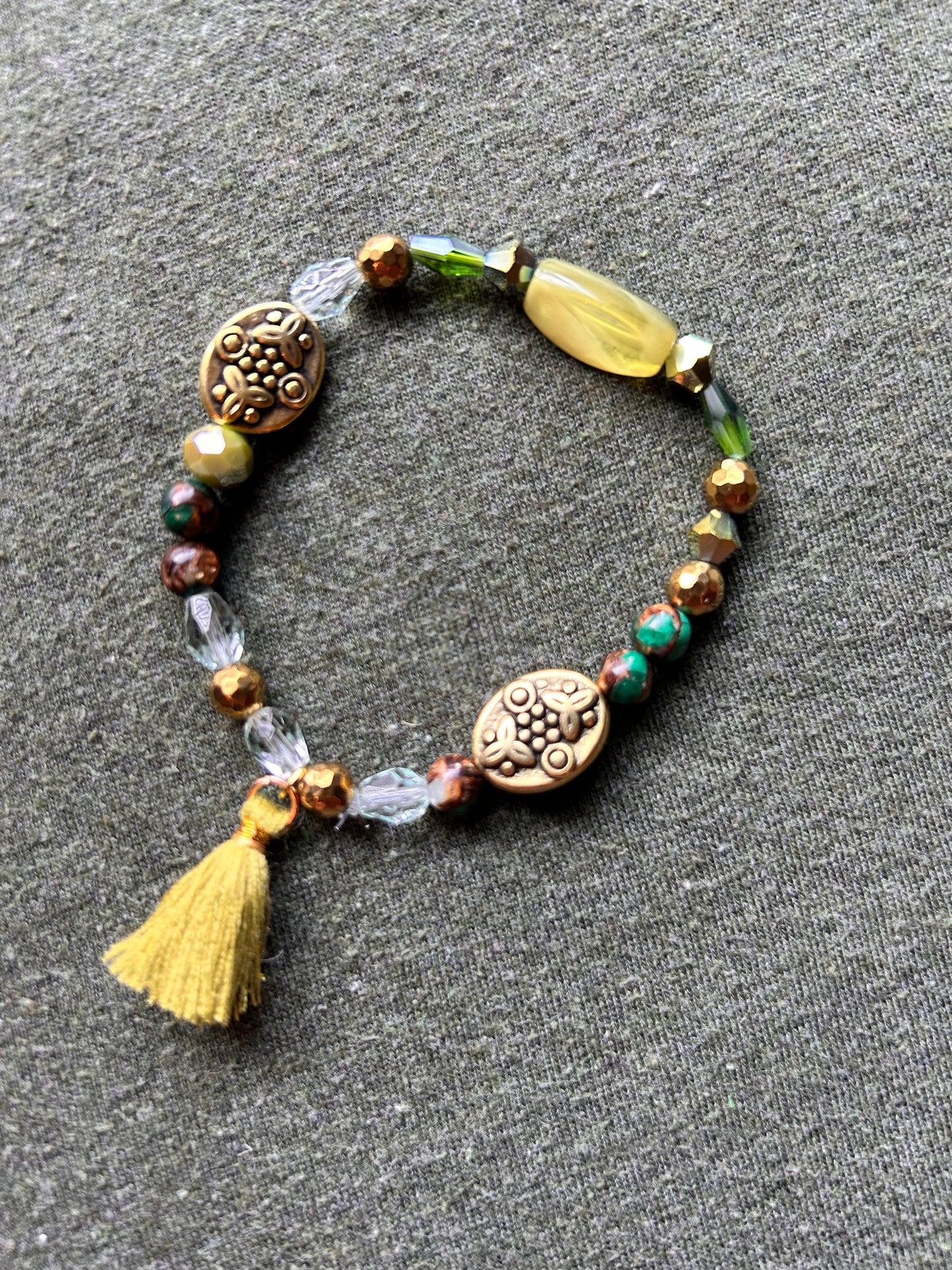 Coppered Malachite Charm Bracelet