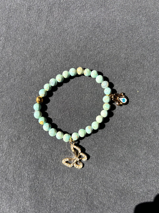 Robins egg agate charm bracelet