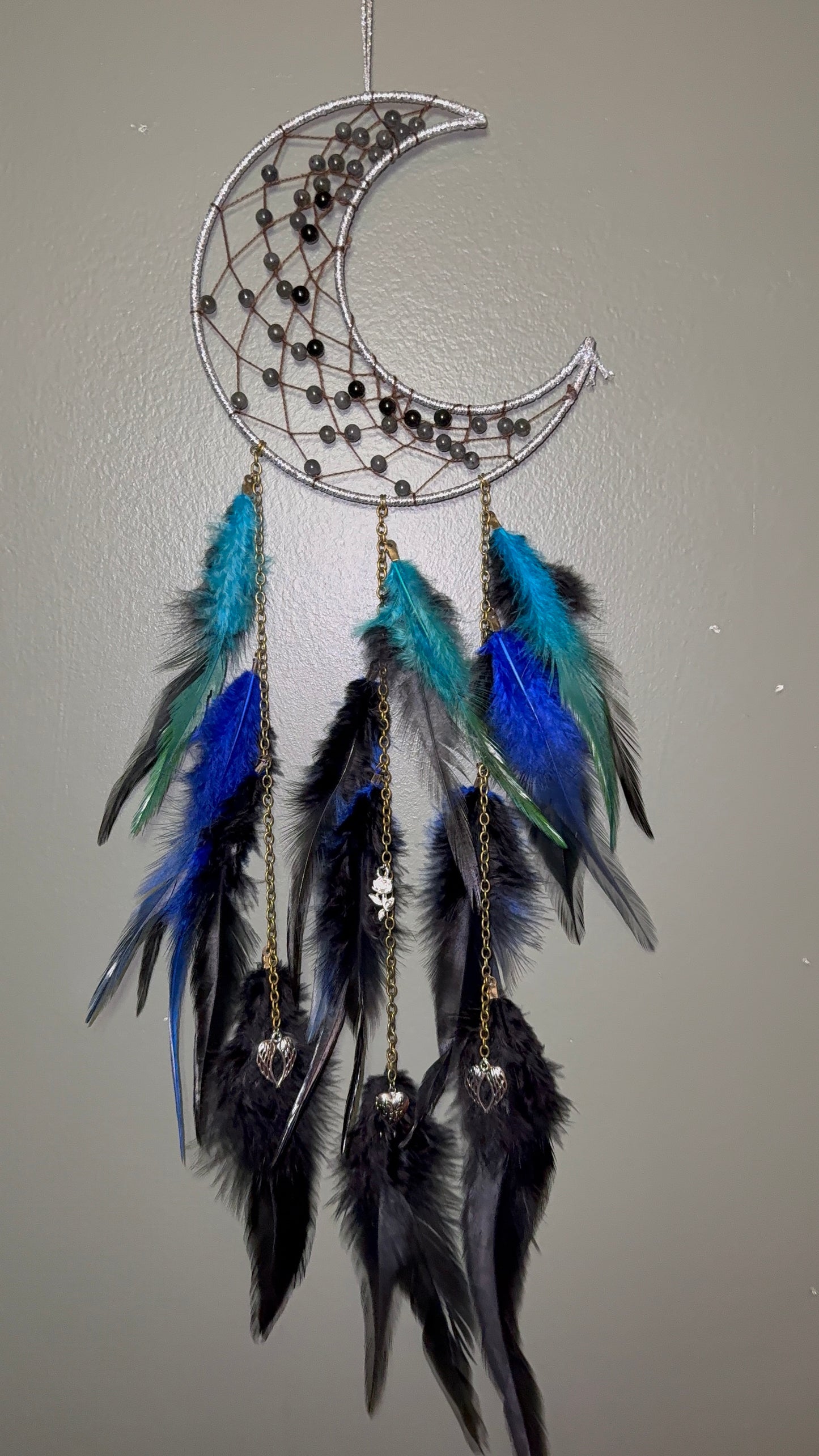 Labradorite & Black Obsidian Dream Catcher