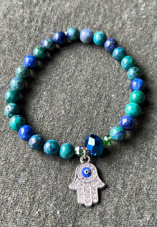 Azurite in Lapis Charm Bracelet