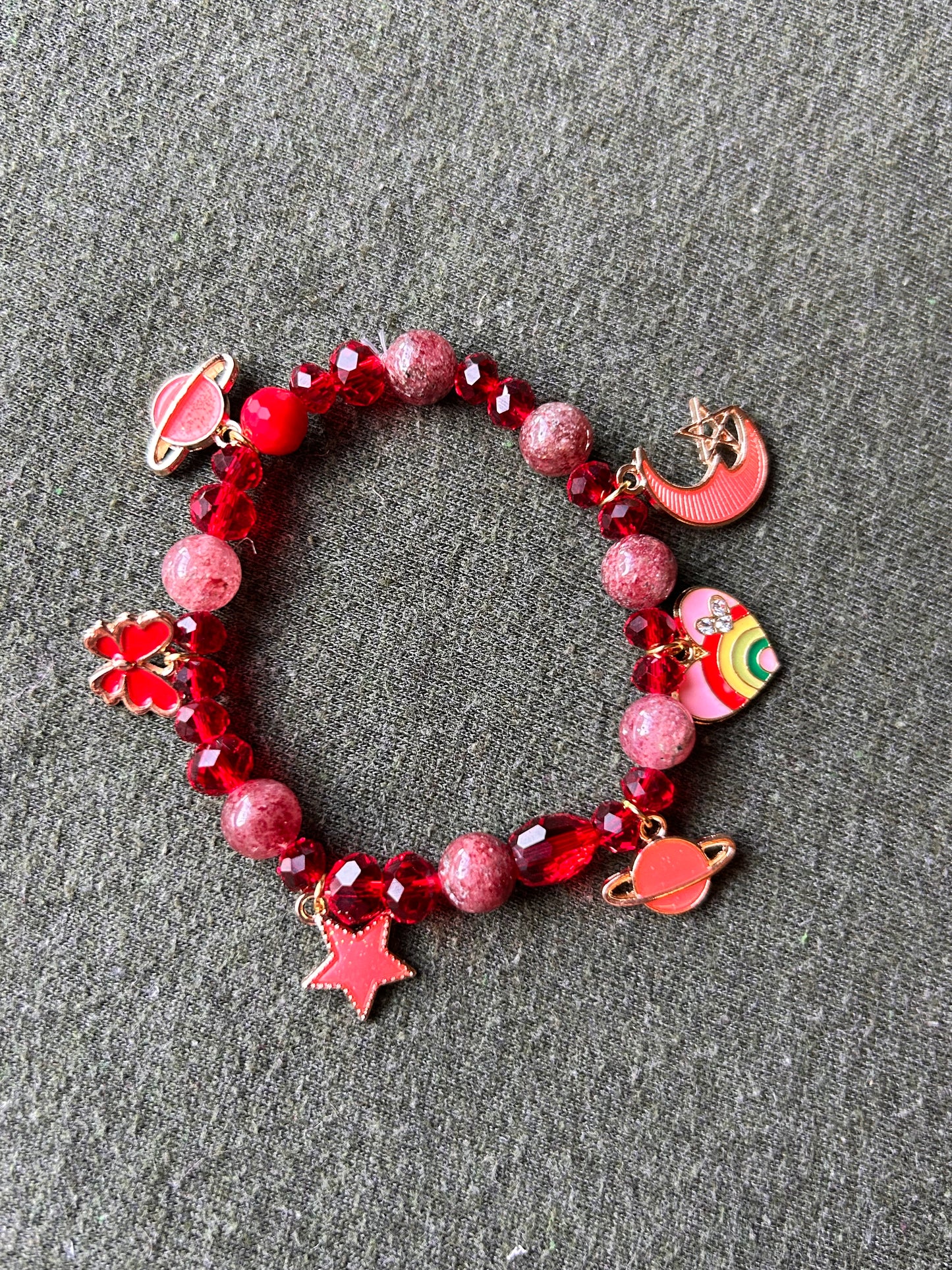 Strawberry Quartz Charm Bracelet